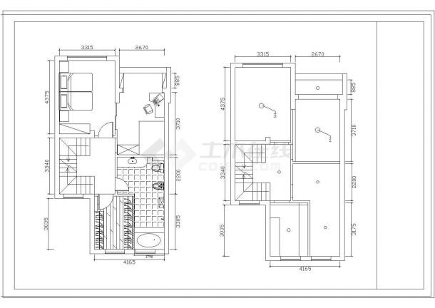 小二层别墅室内装修设计施工cad图纸-图二