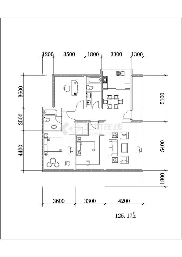 某高级住宅小区安置楼建筑设计施工全套户型方案CAD图纸-图二