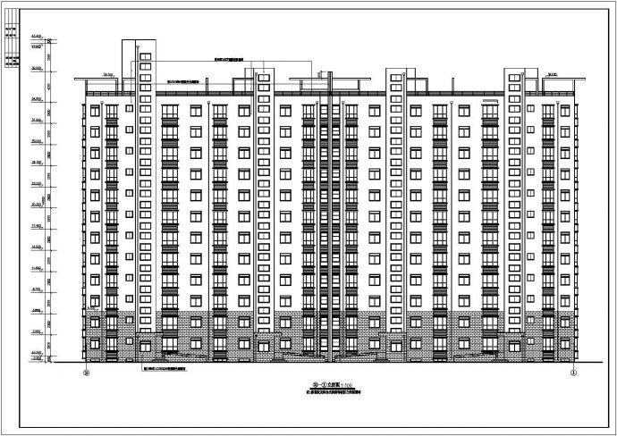江北区某城市国际小区12层小高层建筑设计施工CAD图（含设计说明）_图1