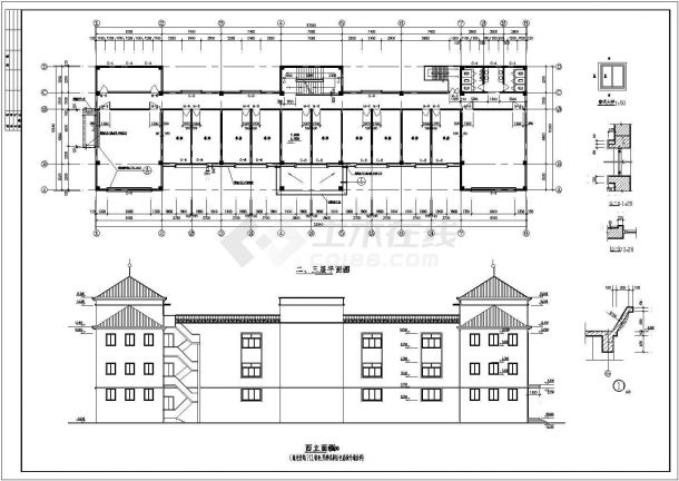 某乡村社区商业楼建筑设计施工全套方案CAD图纸-图二