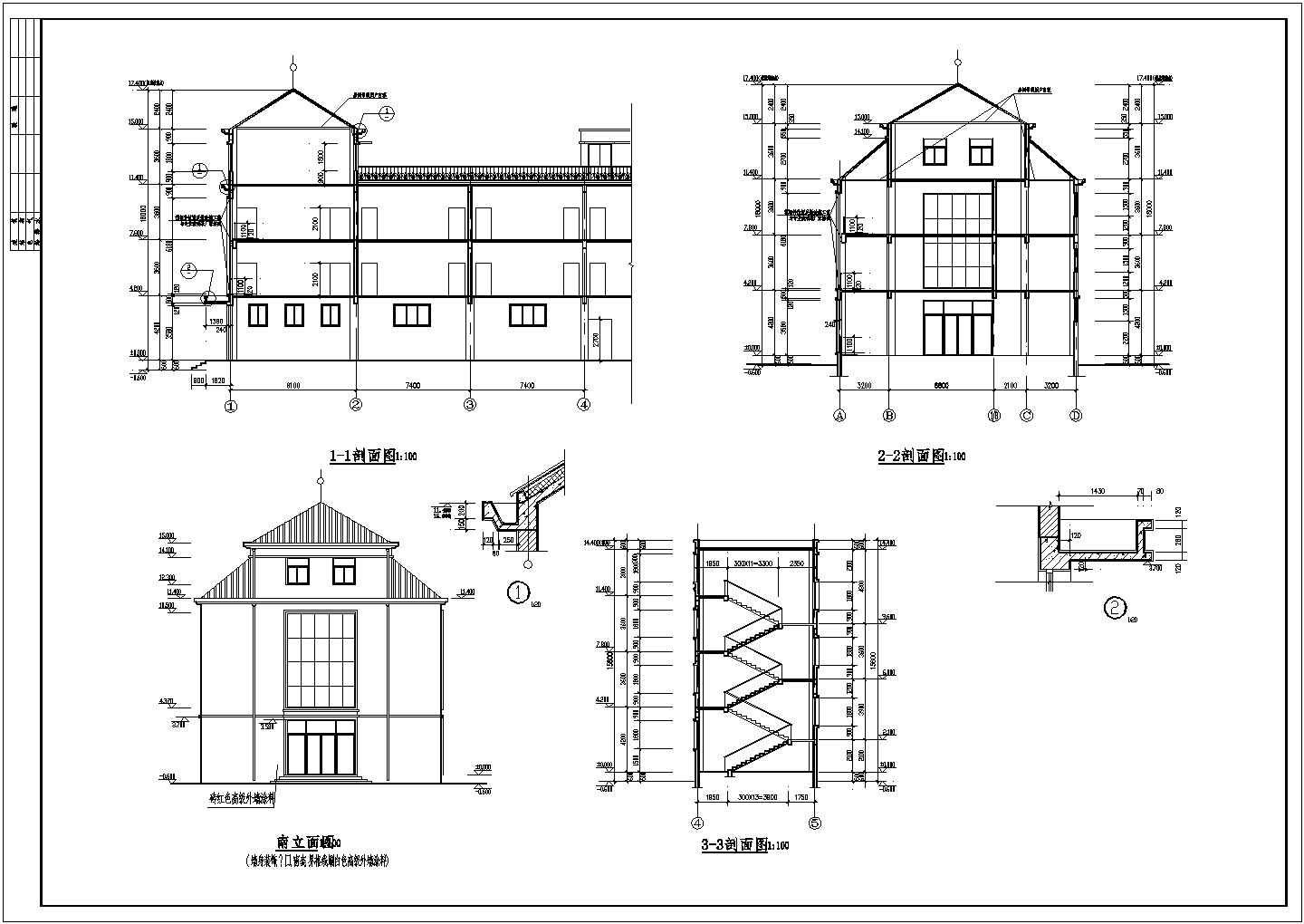 某乡村社区商业楼建筑设计施工全套方案CAD图纸