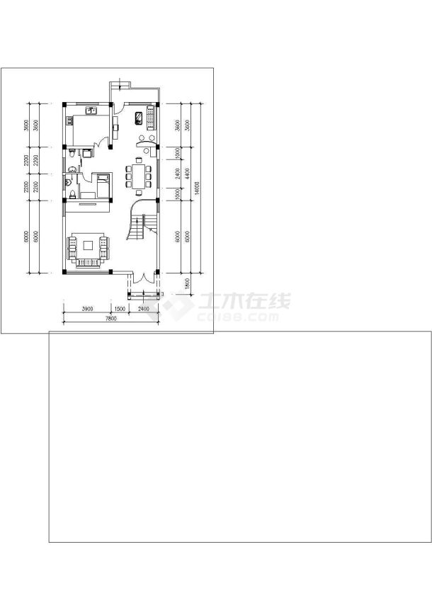 某地区农村小别墅建筑设计施工cad图纸-图二