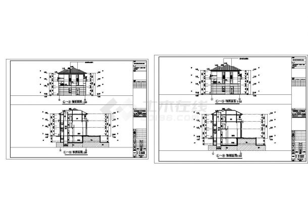 某城市联排建筑双拼墙身户型设计施工CAD图纸-图一