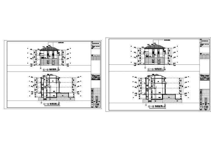 某城市联排建筑双拼墙身户型设计施工CAD图纸_图1