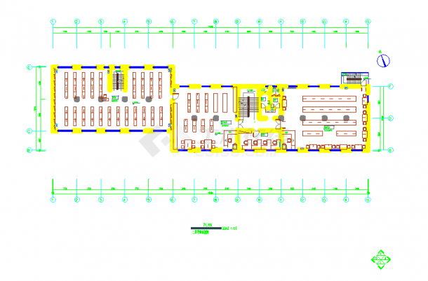 江南园林特色仿古图书馆装修CAD设计图（含实景）-图二