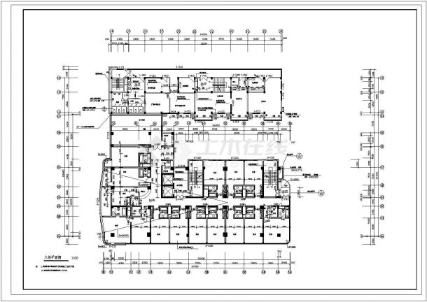 十三层民航宾馆建筑设计CAD施工图（含地下室设计）-图一