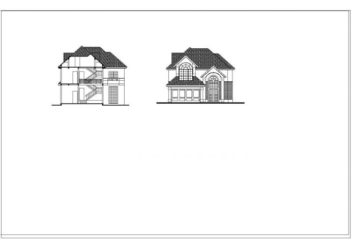某357平独栋三层别墅CAD施工图，含效果图_图1