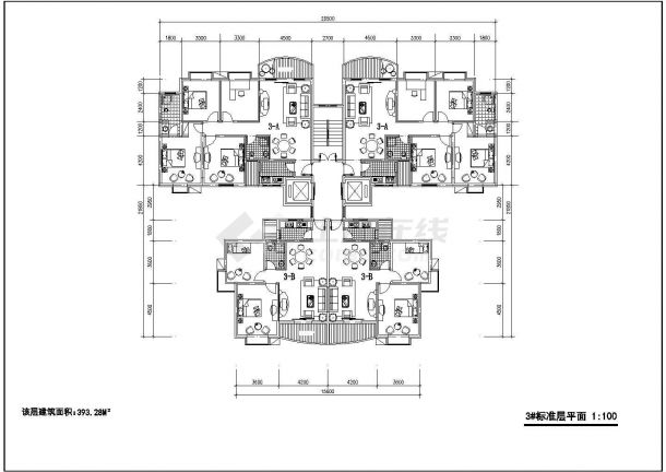 泉州市澜欣花园小区住宅楼的标准层平面设计CAD图纸（7栋楼）-图一