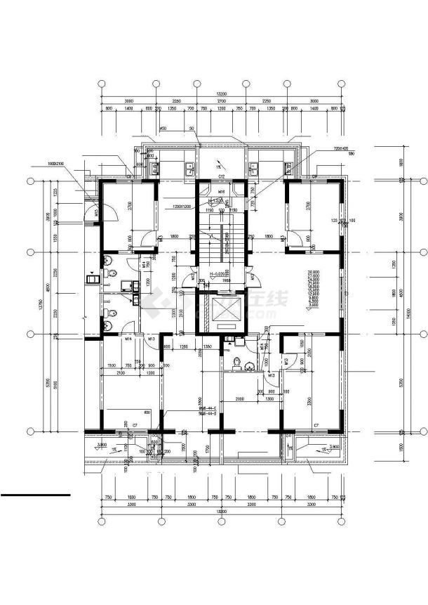 汉中市凤凰花园小区三栋住宅楼的局部平面设计CAD图纸-图一