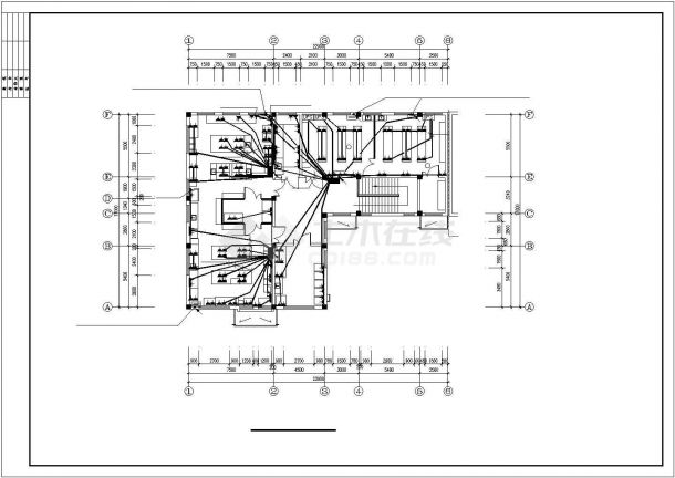 某636平方米二层办公楼电气设计方案施工CAD图纸-图一