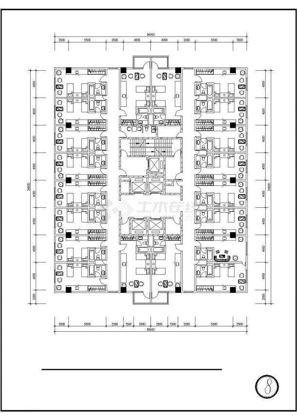 20层宾馆建筑设计CAD施工图（含地下室设计）-图一