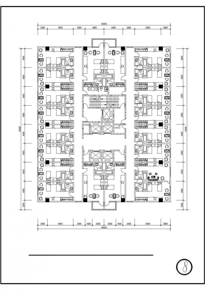 20层宾馆建筑设计CAD施工图（含地下室设计）_图1