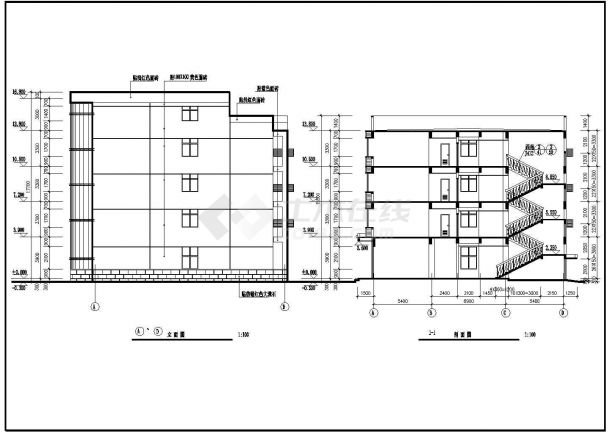 某3层宾馆建筑设计CAD方案图（含住宅楼立面设计）-图二