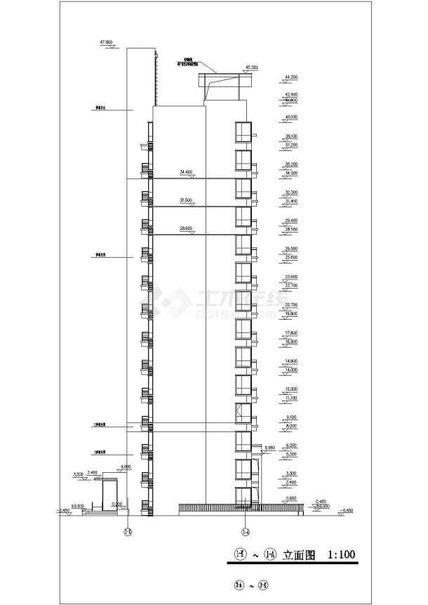 邯郸市月亮湖小区14+1层框架结构住宅楼全套建筑设计CAD图纸-图一