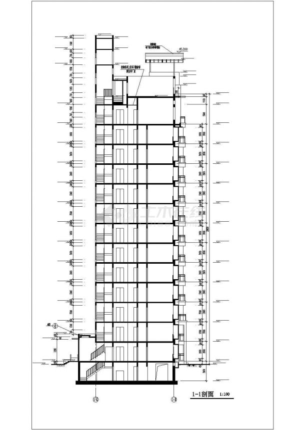 邯郸市月亮湖小区14+1层框架结构住宅楼全套建筑设计CAD图纸-图二