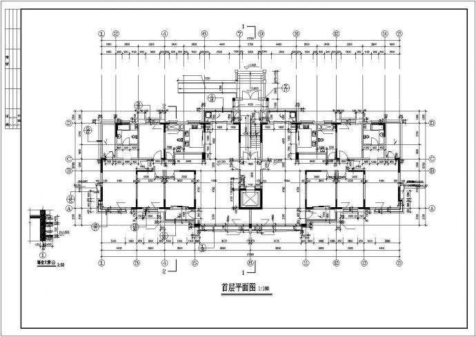 西安市解放小区11层框架住宅楼建筑设计CAD图纸（含跃层和半地下室）_图1