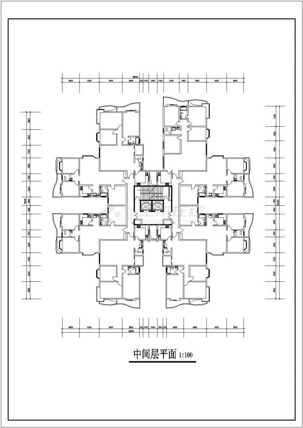 哈尔滨市蓉玉花园小区26层框架结构住宅楼平立面设计CAD图纸-图一