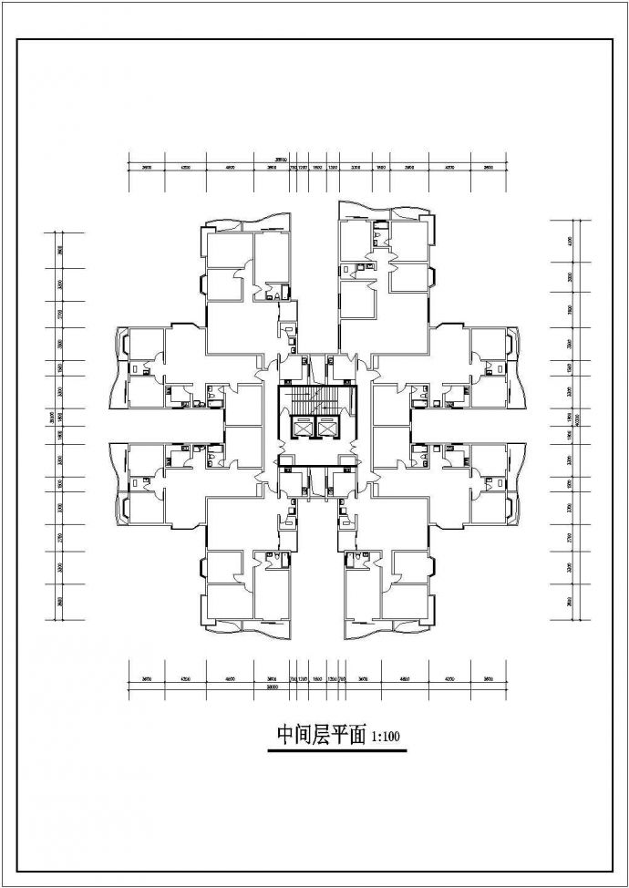 哈尔滨市蓉玉花园小区26层框架结构住宅楼平立面设计CAD图纸_图1