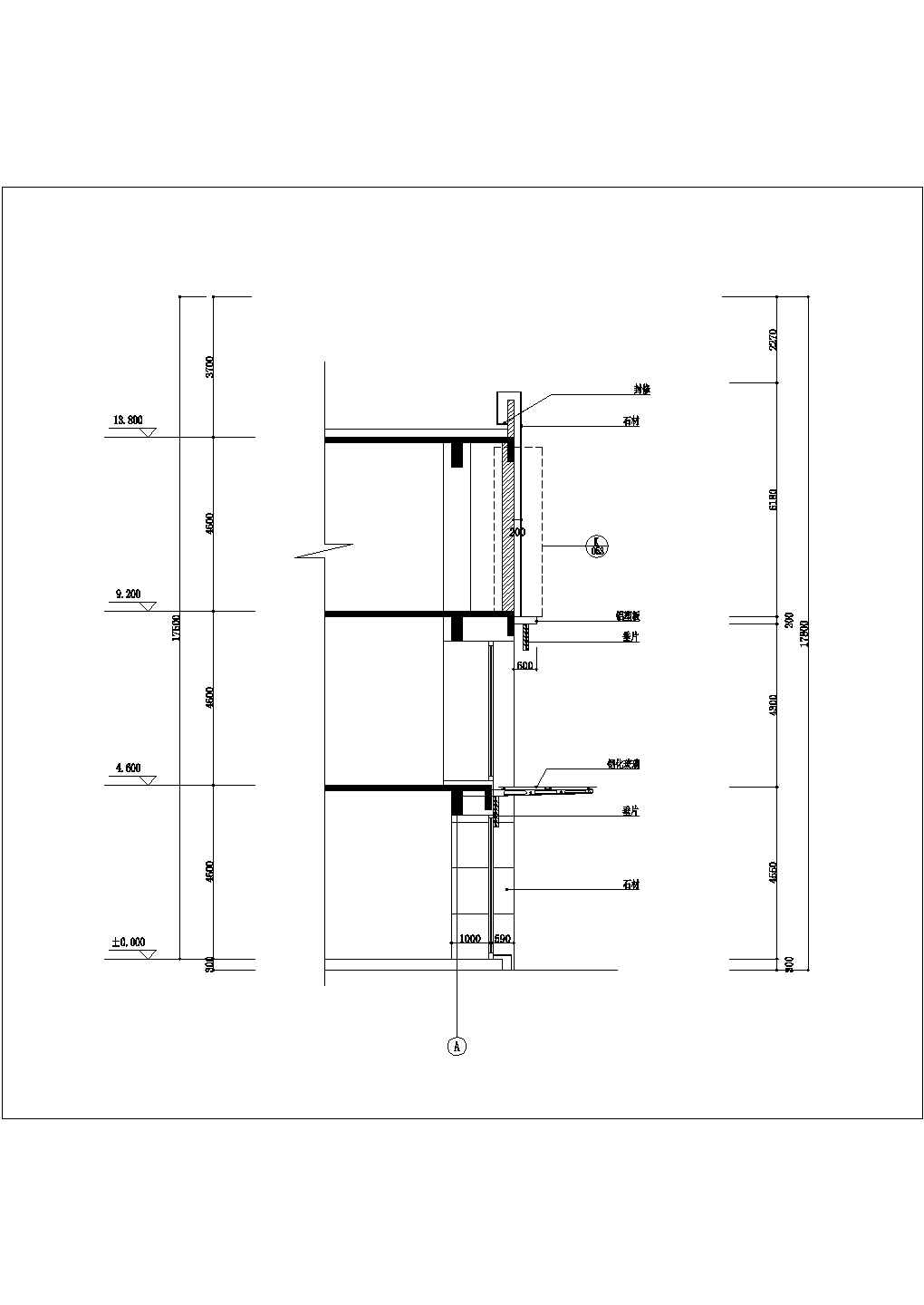 某铝方管施工CAD平立面剖面图