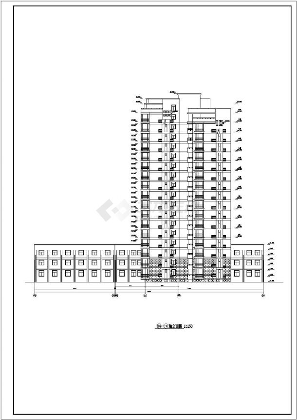 银川市紫苑花园小区18层框架结构商住楼建筑设计CAD图纸（1-3层商用）-图二