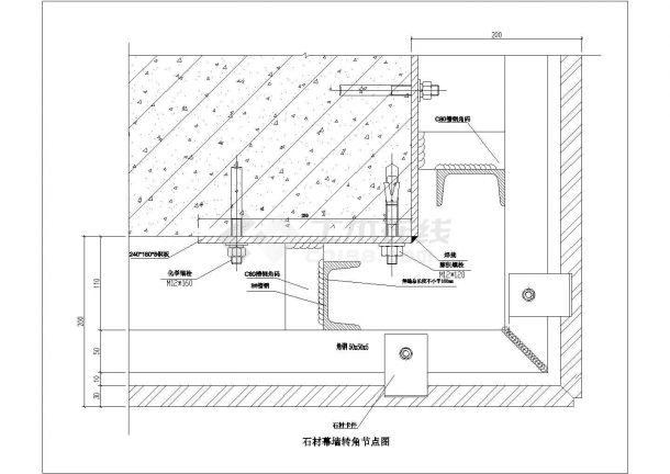 某石材幕墙转角CAD构造全套节点图-图一