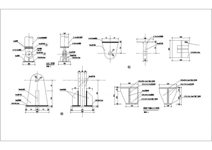 某点式幕墙钢节点CAD平立剖面图纸_图1