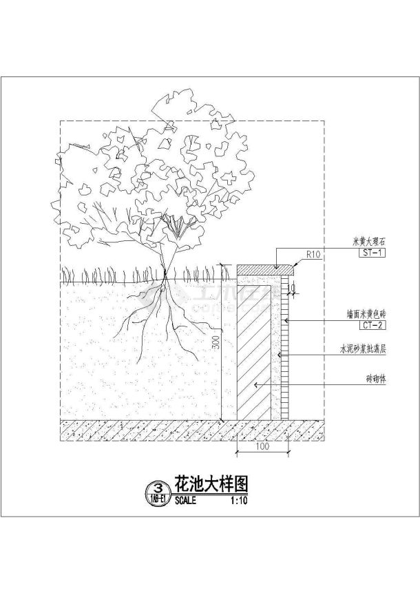 某花池CAD大样完整构造图纸-图一