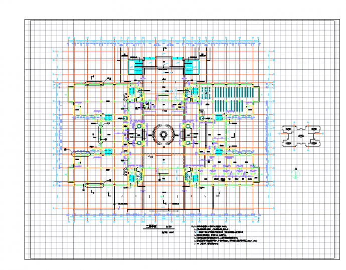 某大学八层图书馆建筑施工设计cad图纸，含说明_图1
