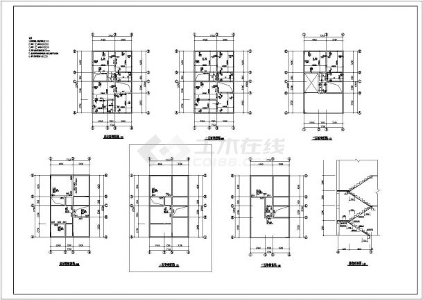南京市溪北花园小区3层砖混结构单体别墅建筑设计CAD图纸（含结构图）-图一