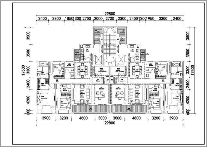 某高层住宅建筑户型设计施工CAD图纸_图1