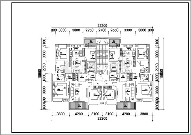 某高层住宅建筑户型设计施工CAD图纸-图二