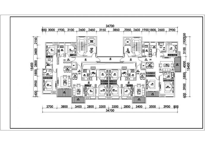 某城中高层住宅建筑户型设计施工CAD图纸_图1