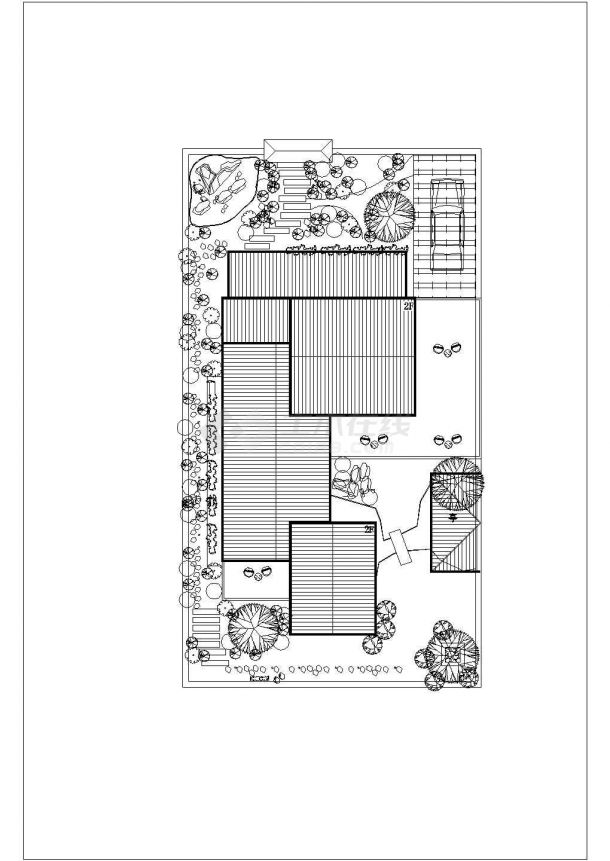 某城中别墅住宅建筑户型设计施工CAD图纸-图二