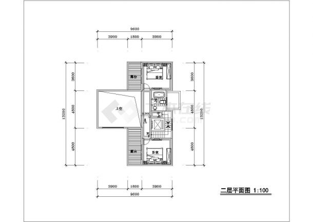 某城中合院四房住宅建筑两开间户型设计施工CAD图纸-图一
