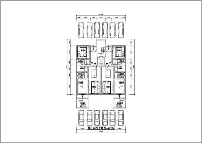 某城中六合院住宅建筑三叠拼户型设计施工CAD图纸_图1