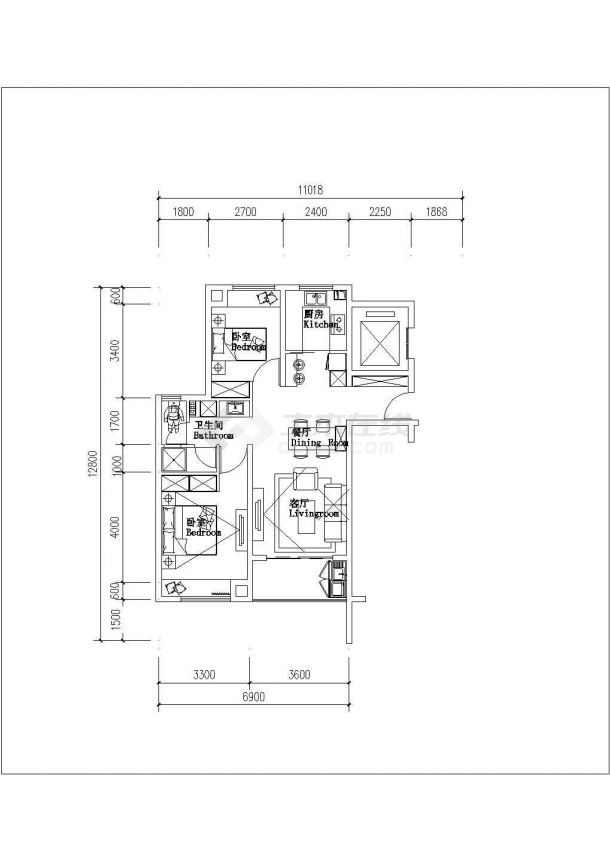 某城中高层洋房住宅建筑标准层设计施工CAD图纸-图一