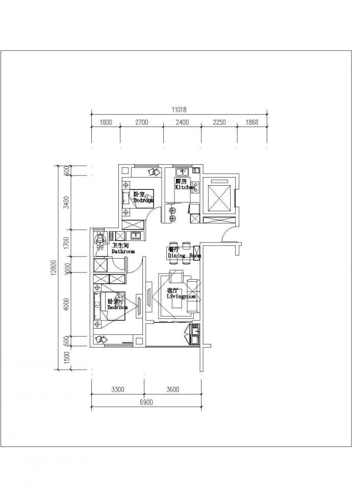 某城中高层洋房住宅建筑标准层设计施工CAD图纸_图1