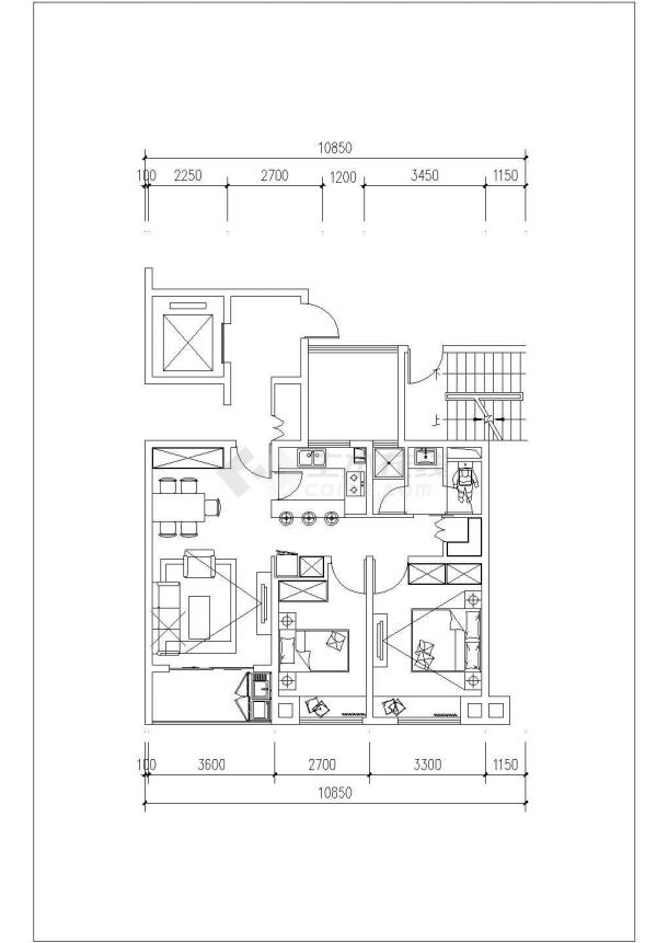 某城中高层洋房住宅建筑标准层设计施工CAD图纸-图二