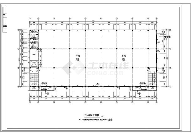 长60米 宽27米 4层6594平米厂房车间建筑设计施工图-图一