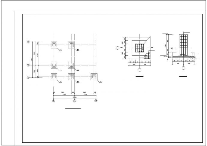三层框架办公室结构施工图cad_图1