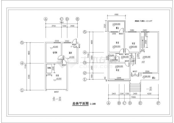 -1+1层164.61平米农村越层住宅方案【CAD平立 基础大样 结构图 局部详图及门窗表 4张JPG外观效果图】-图二