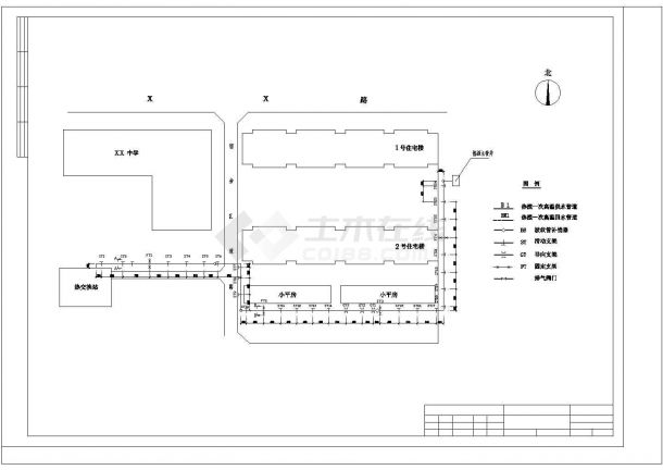 某城郊印染厂宿舍室外供热管网项目设计施工CAD图纸-图二