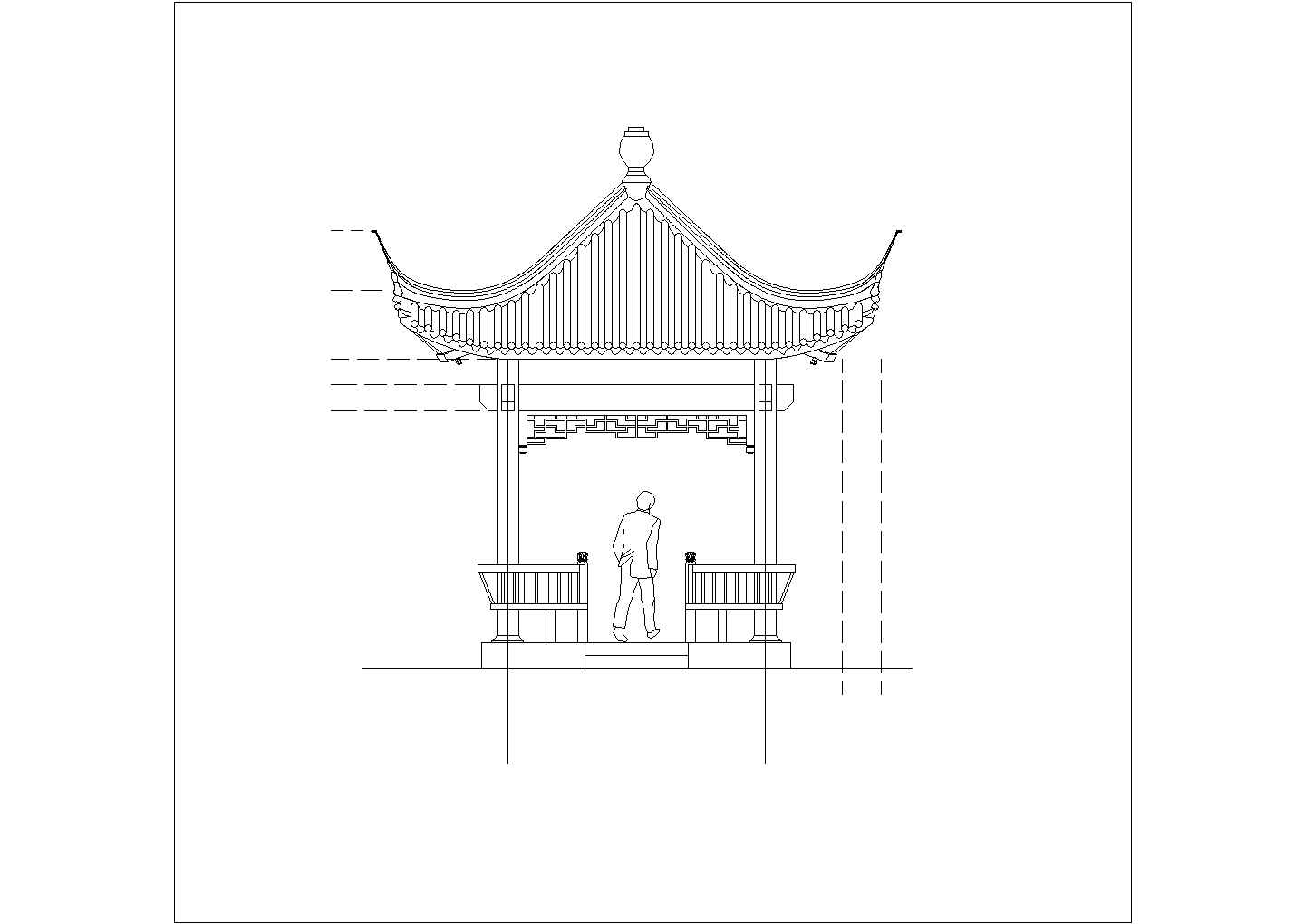 某地区旅游产业古建四角亭设计施工CAD图纸