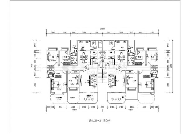 某住宅小区建筑设计施工全套时尚住宅户型方案CAD图纸-图二