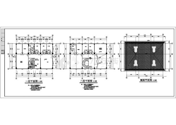 某现代花园式私人住宅楼建筑设计施工全套方案CAD图纸-图一
