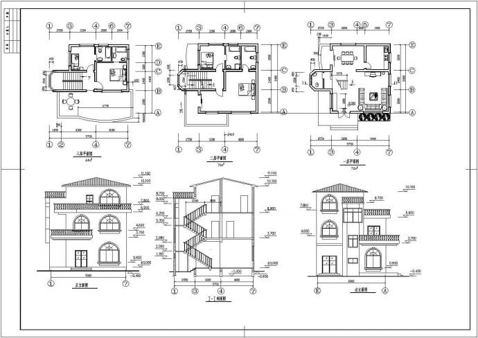 某现代花园式私人住宅建筑设计施工全套方案CAD图纸_图1