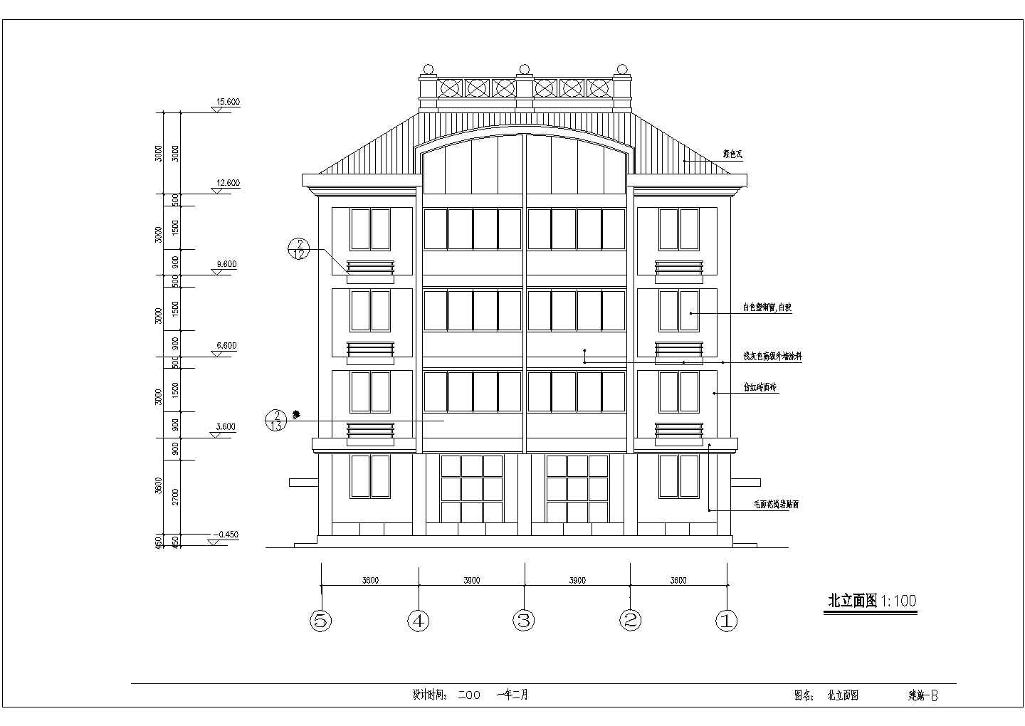 某五层独立住宅楼建筑设计施工全套方案CAD图纸