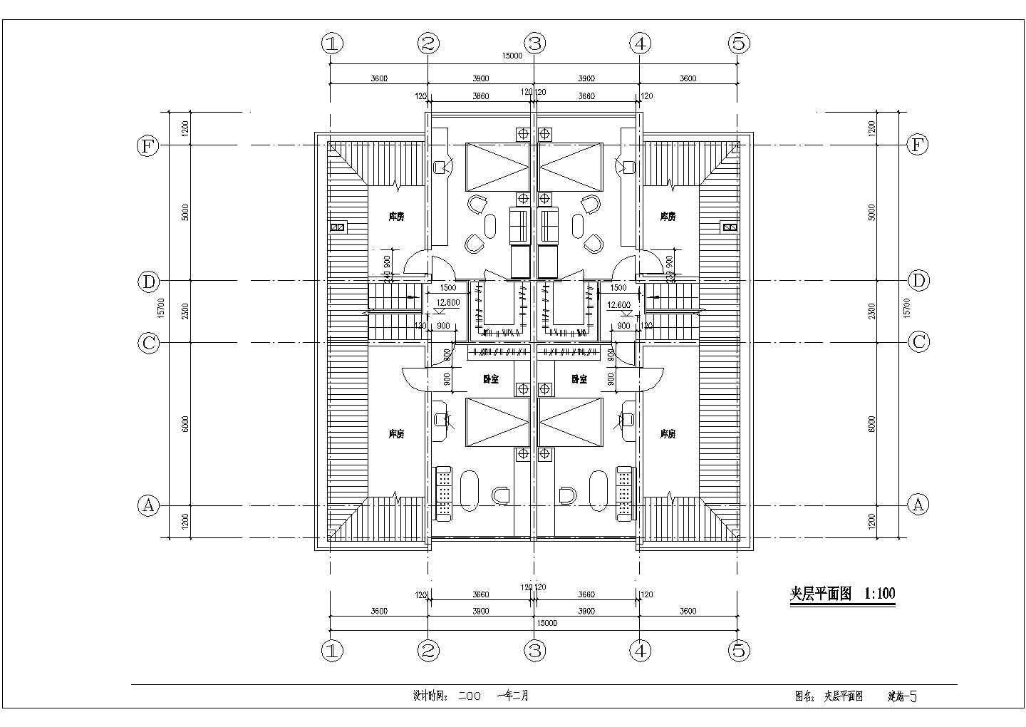 某五层住宅楼建筑设计施工全套方案CAD图纸