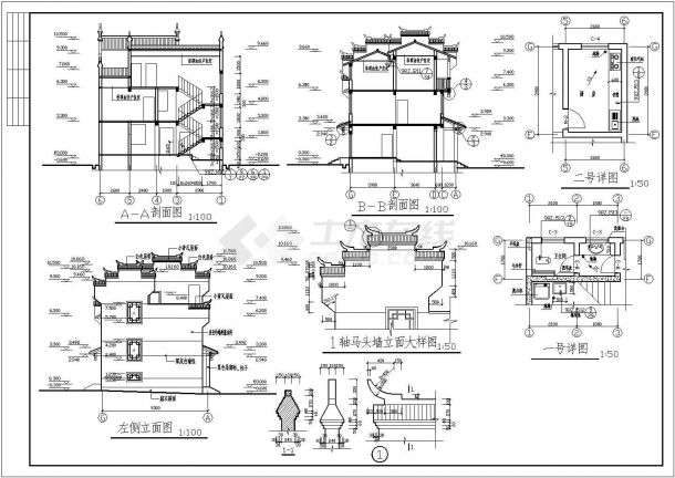 某吊角住宅楼建筑设计施工全套方案CAD图纸-图一