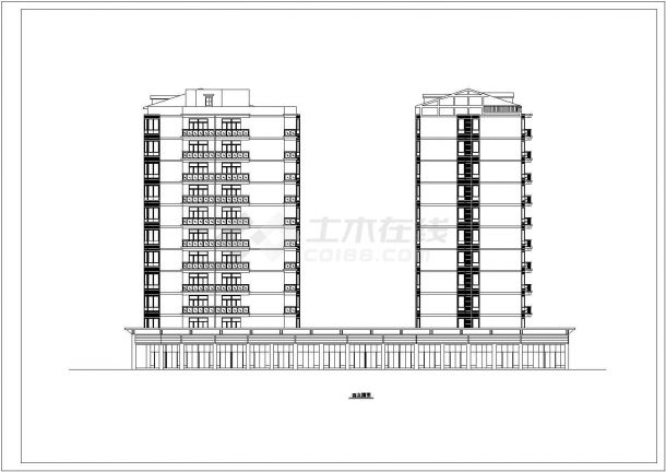 某小区内小高层住宅建筑设计施工全套方案CAD图纸-图一
